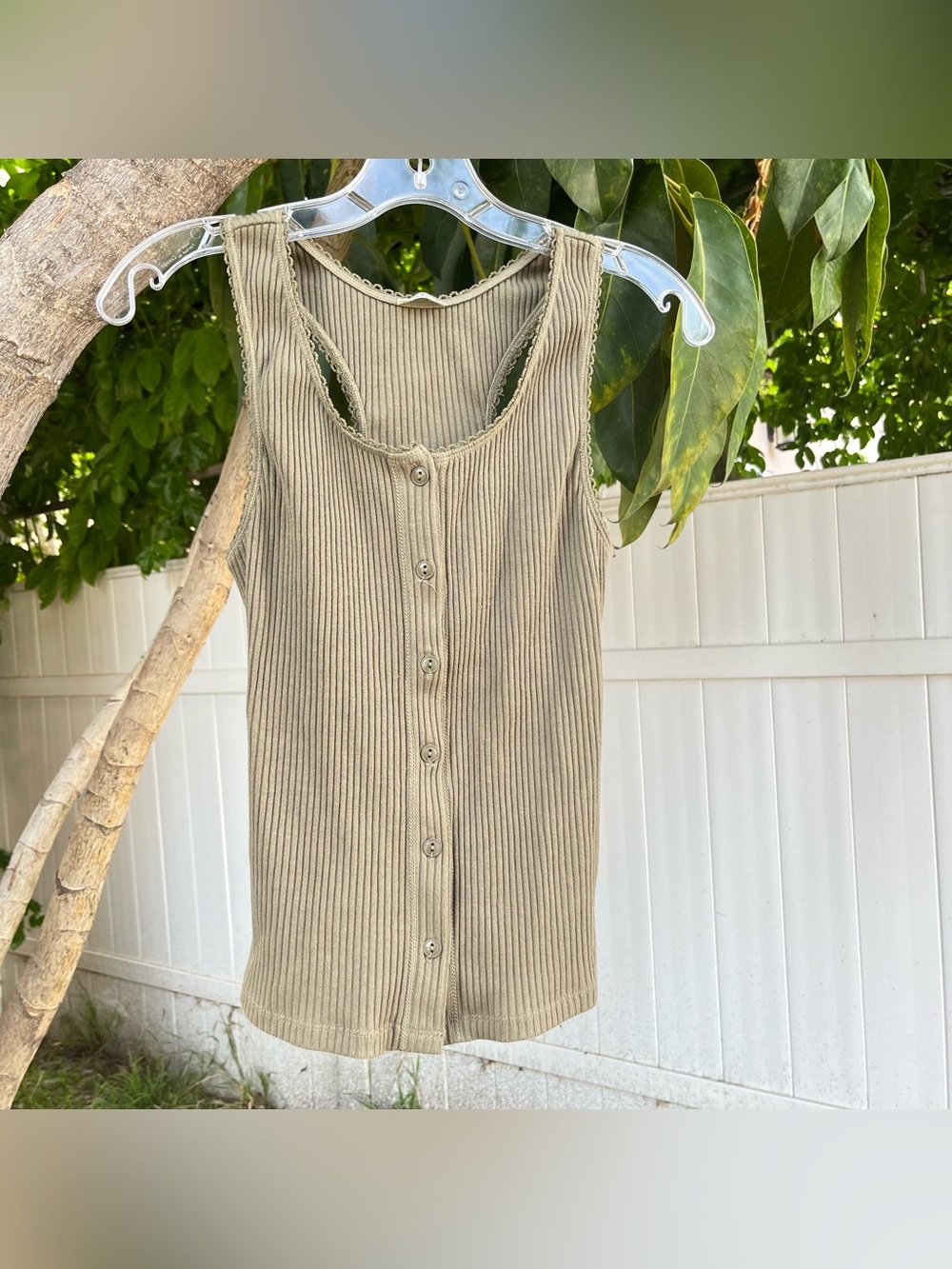 Free People Most Wanted Ribbed Tank Top in Green .